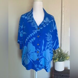 Blue Floral Button Down‎ Shirt